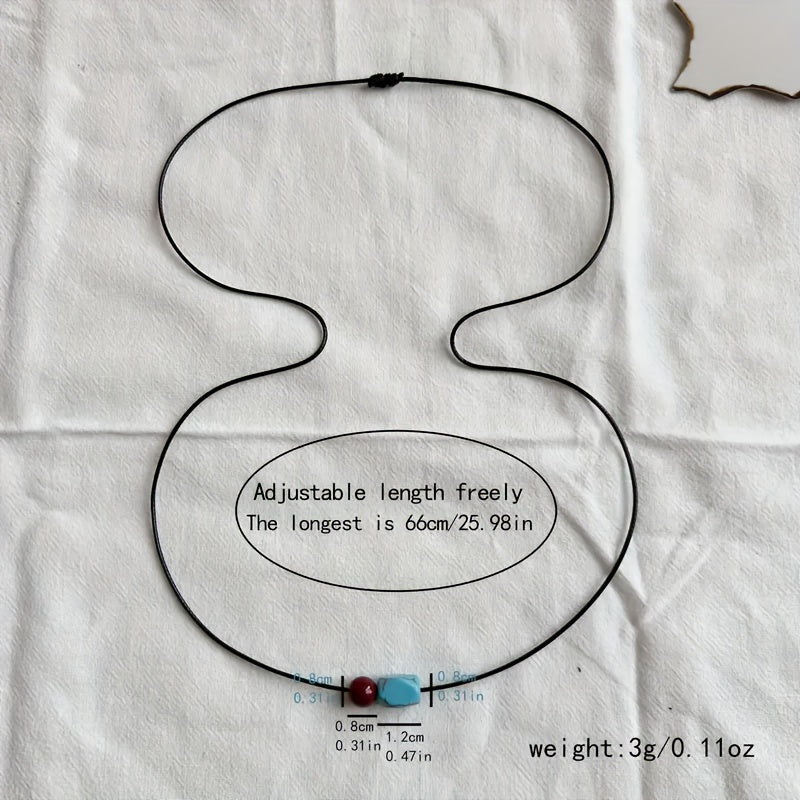 Bohemian Turquoise and Cinnabar Round Beaded Pendant Necklace