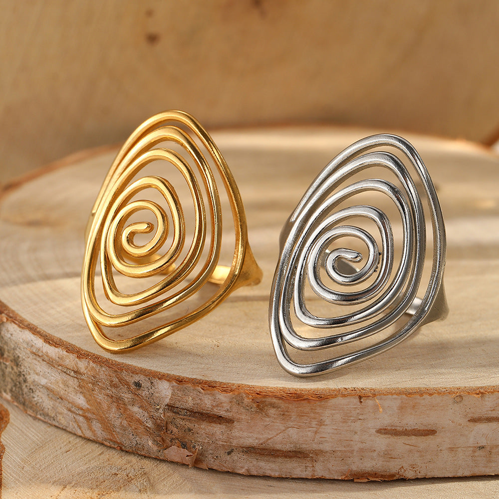 Vortex Sculptural Spiral Gold Statement Ring