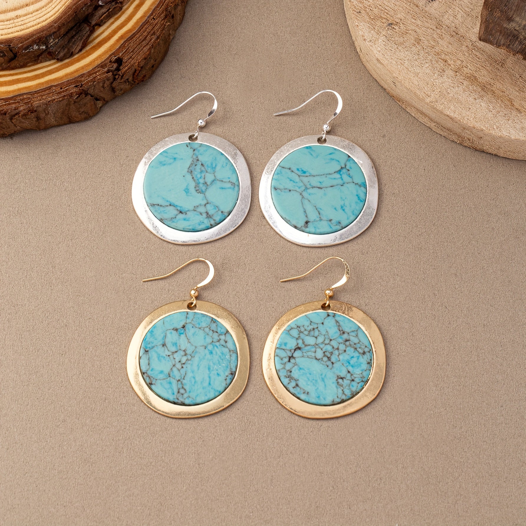 Vintage Style Bohemian Round Turquoise Earrings