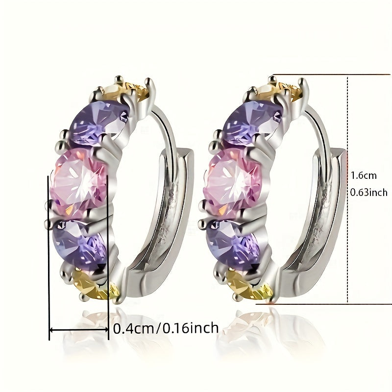 Elegant Vintage Style Colourful Zirconia Hoop Earrings