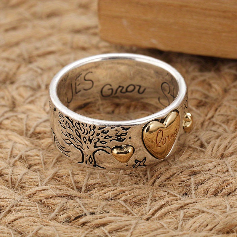Vintage Two Tone Love Message Statement Band Ring