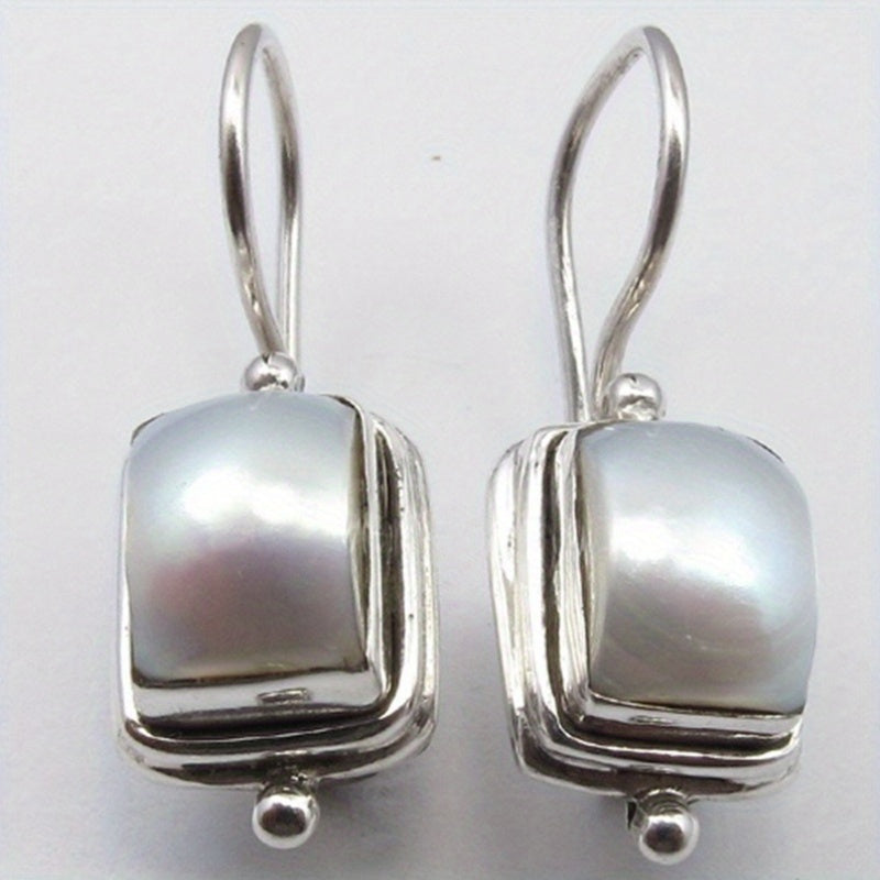 Elegant Bohemian Square Pearl Drop Earrings