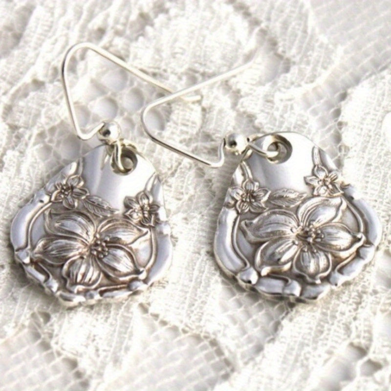 Antique Silvery Spoon Dangle Earrings