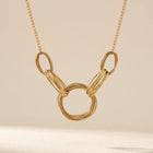 Gold Multi Wire Twisted Circle Necklace