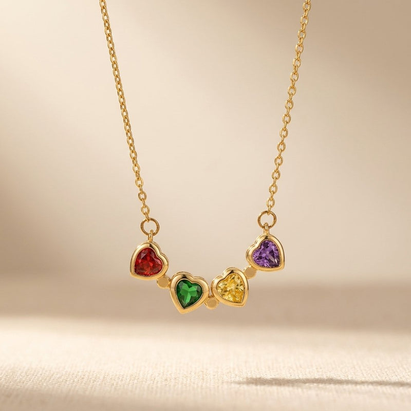 Gold Multicolor Heart Charm Necklace