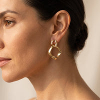 Gold Pavé Diamond Link Drop Earrings