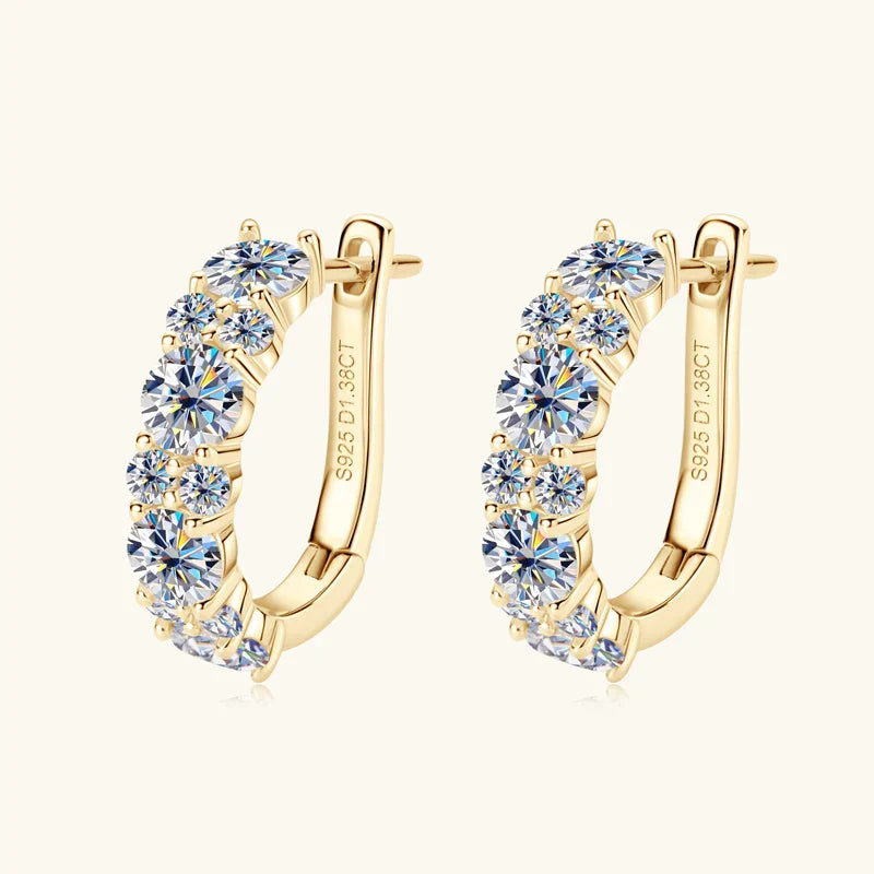 Gold Zirconia Stud Hoop Earrings