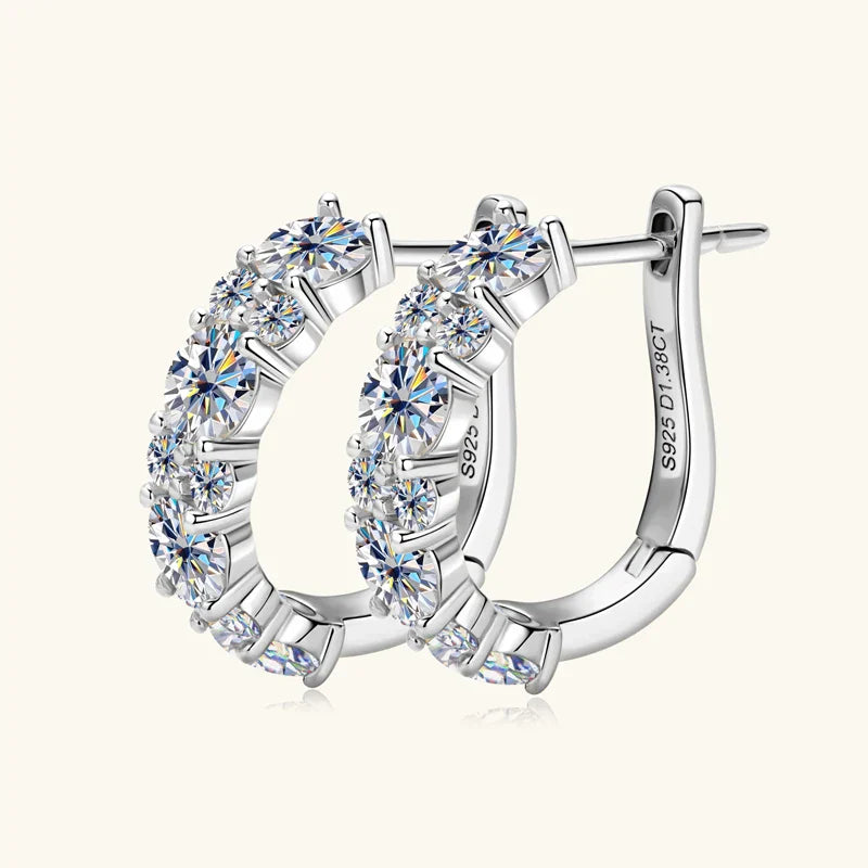 Gold Zirconia Stud Hoop Earrings