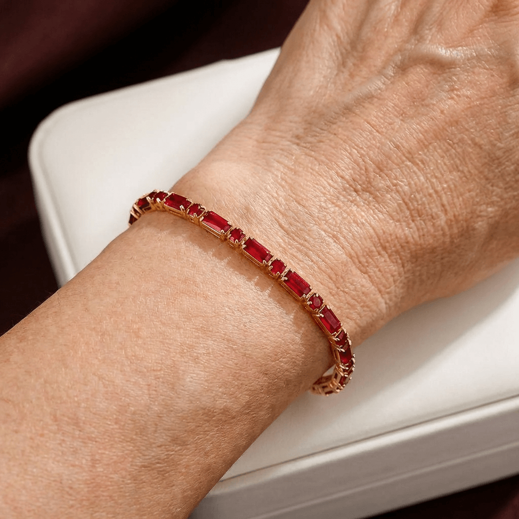 Elegant Vintage Zirconia Ruby Gold Plated Bracelet
