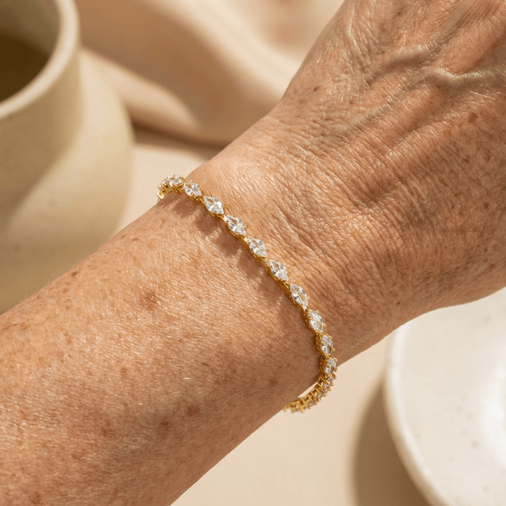 Elegant Zirconia Diamond Gold Plated Tennis Bracelet