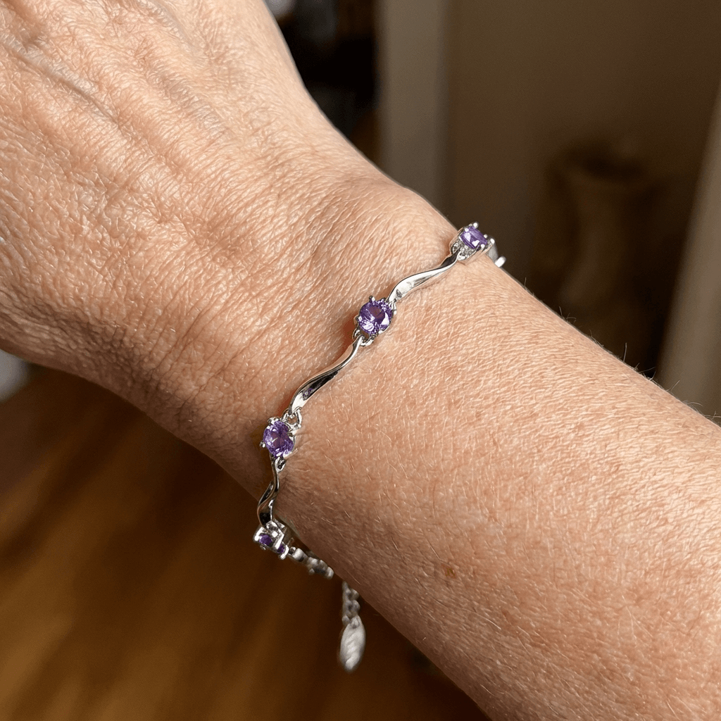 Elegant Wavy Purple Synthetic Zirconia Bracelet