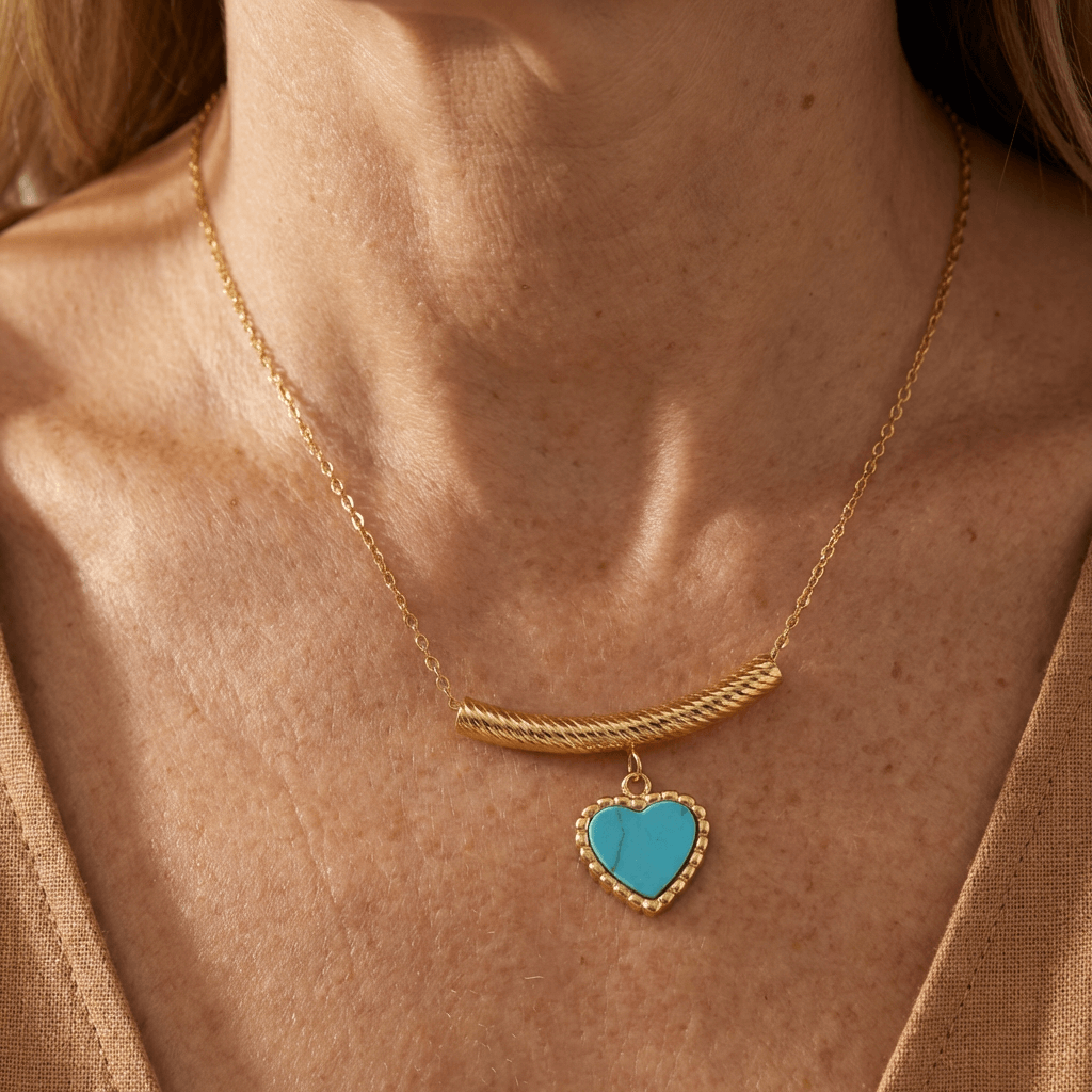 Bohemian Heart Shaped Turquoise Pendant Necklace