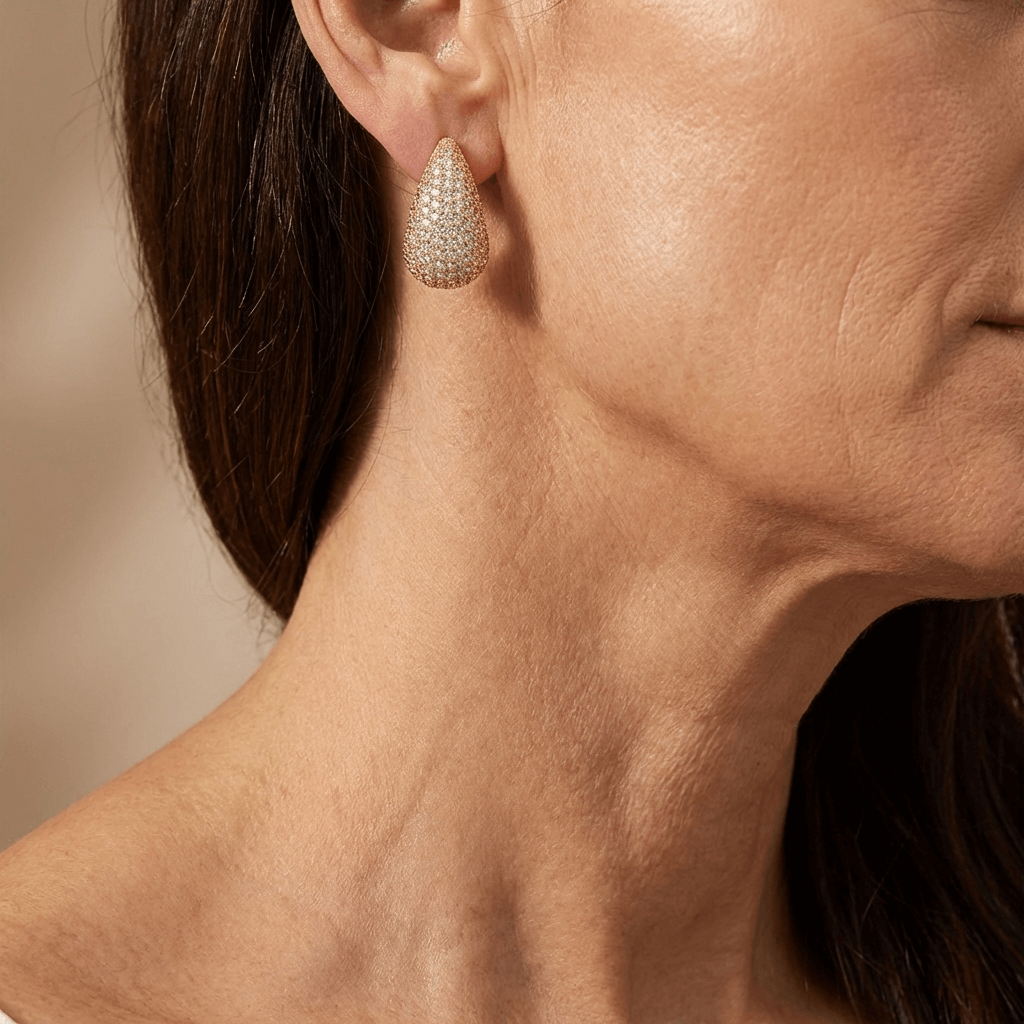 Vintage Water Drop Zirconia Stud Earring