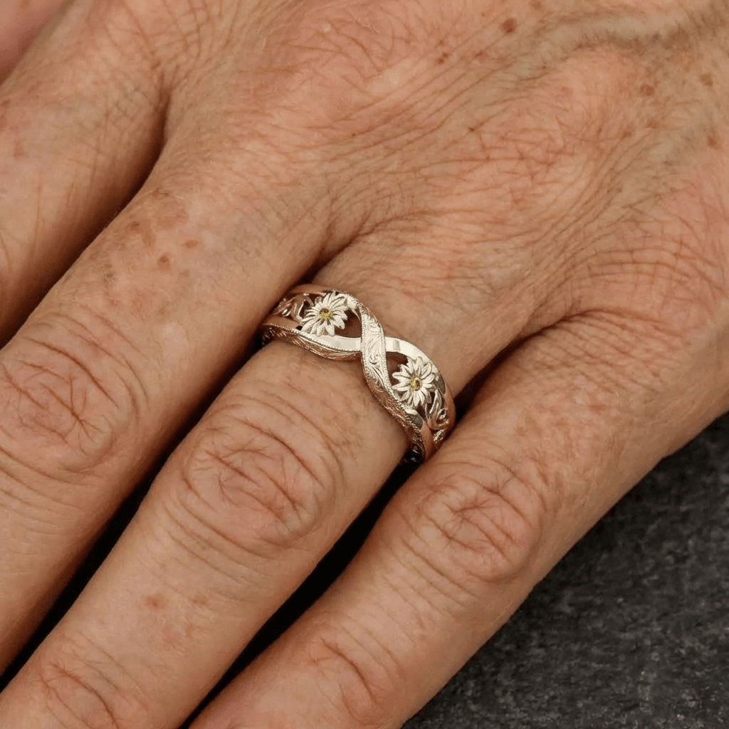 Daisy Scroll Band Ring