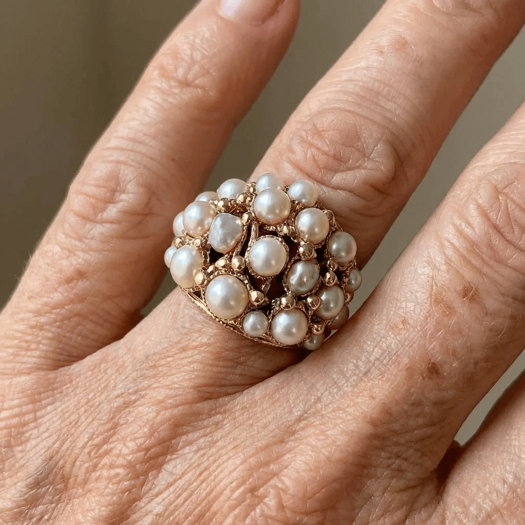 Vintage Cluster Dome Pearl Ring