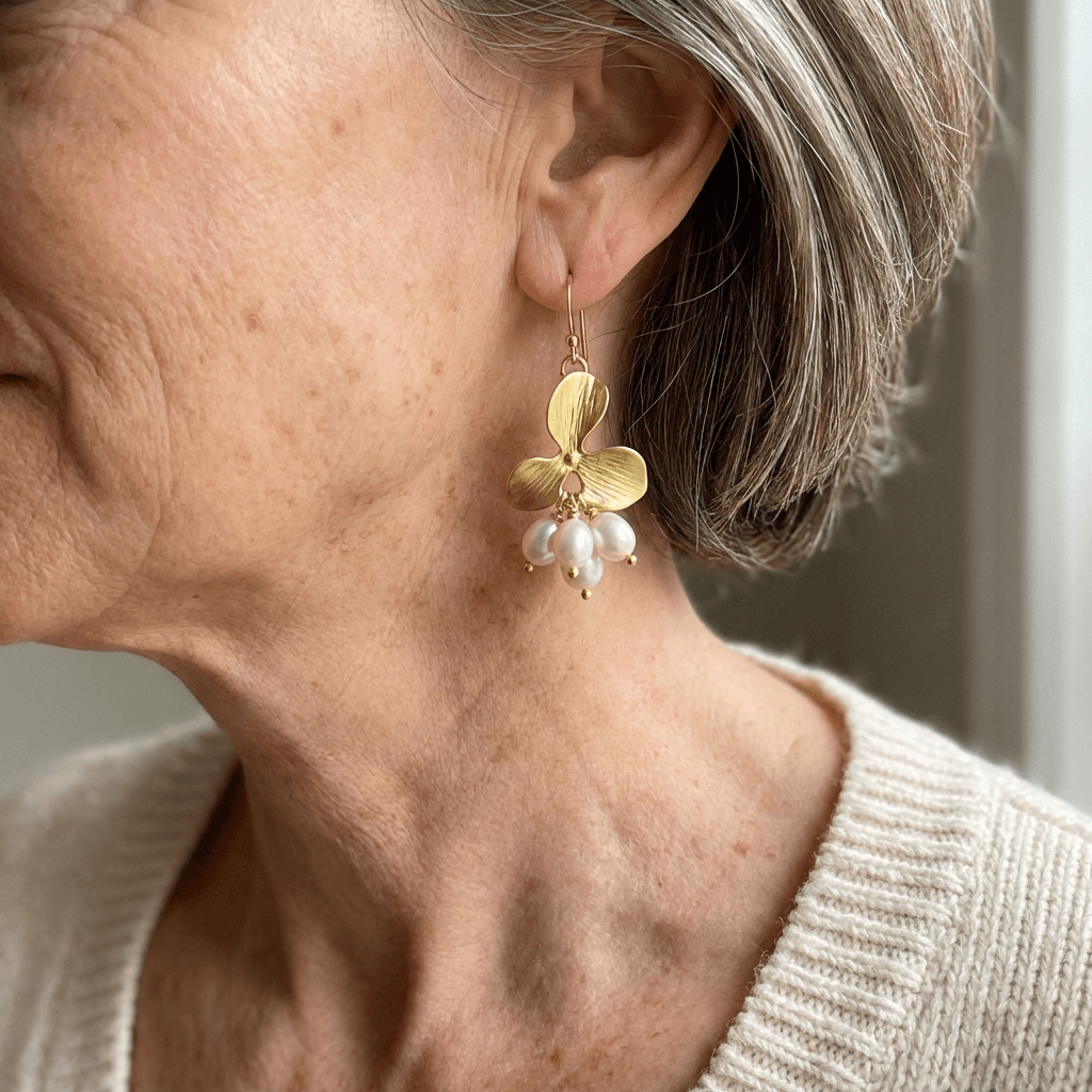 Vintage Flower Pearl Earrings