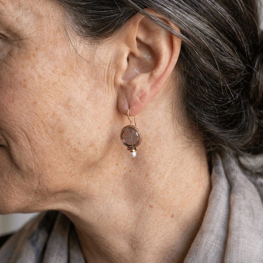 Vintage Garnet Crystal & Pearl Earrings