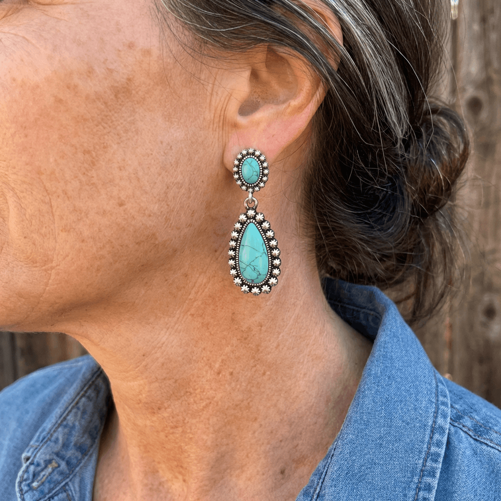 Vintage Teardrop Turquoise Exaggerated Drop Earrings