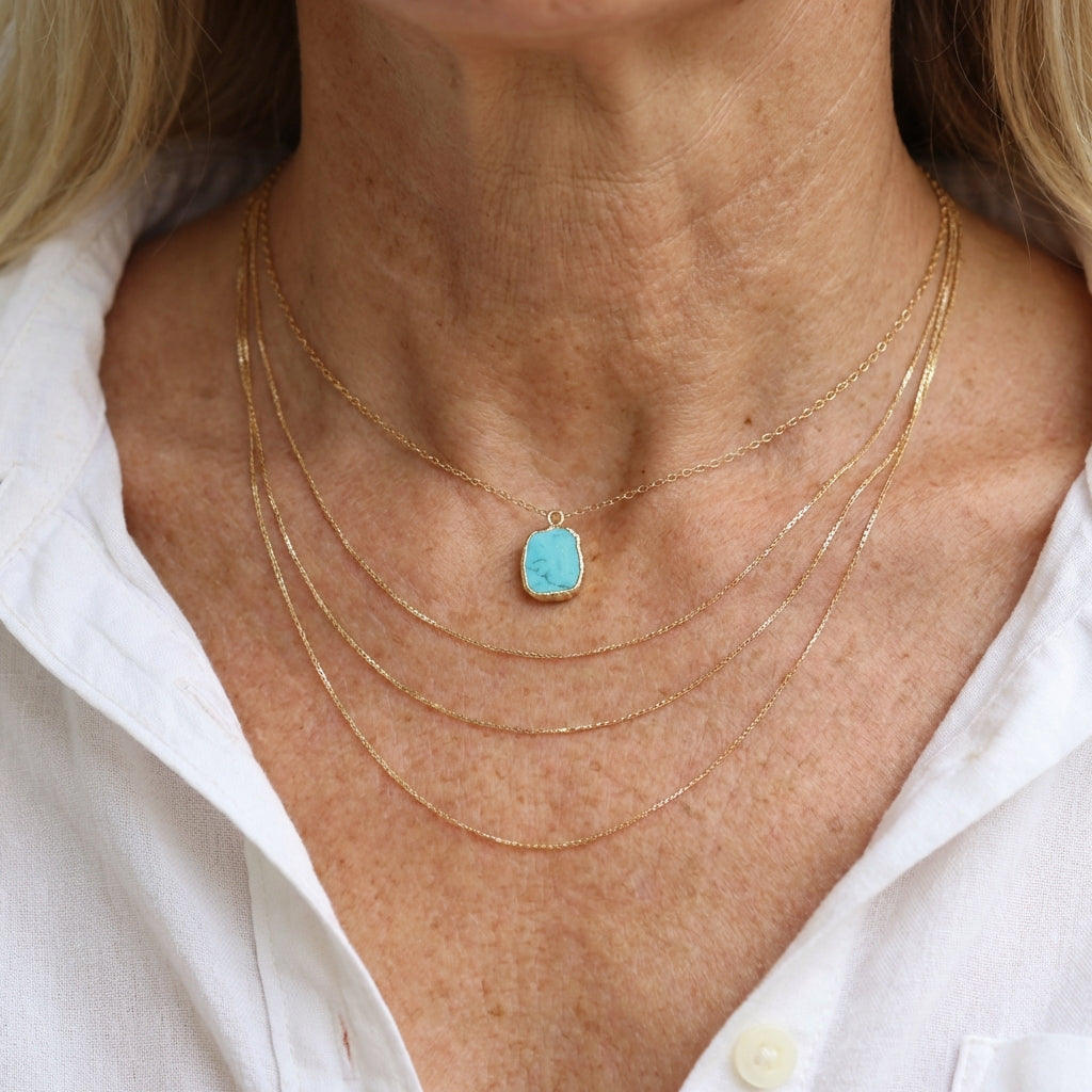 Elegant Turquoise Gemstone Gold Plated Necklace