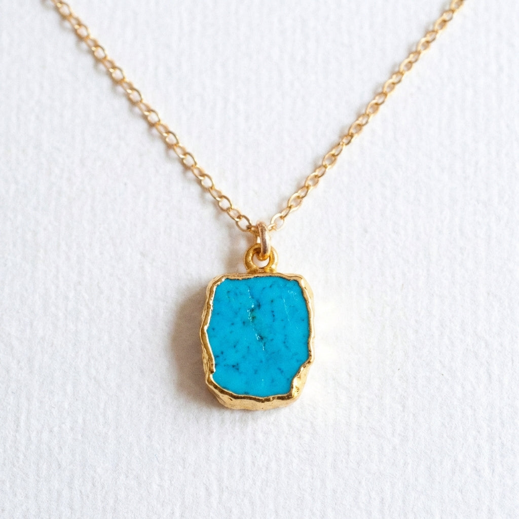 Elegant Turquoise Gemstone Gold Plated Necklace