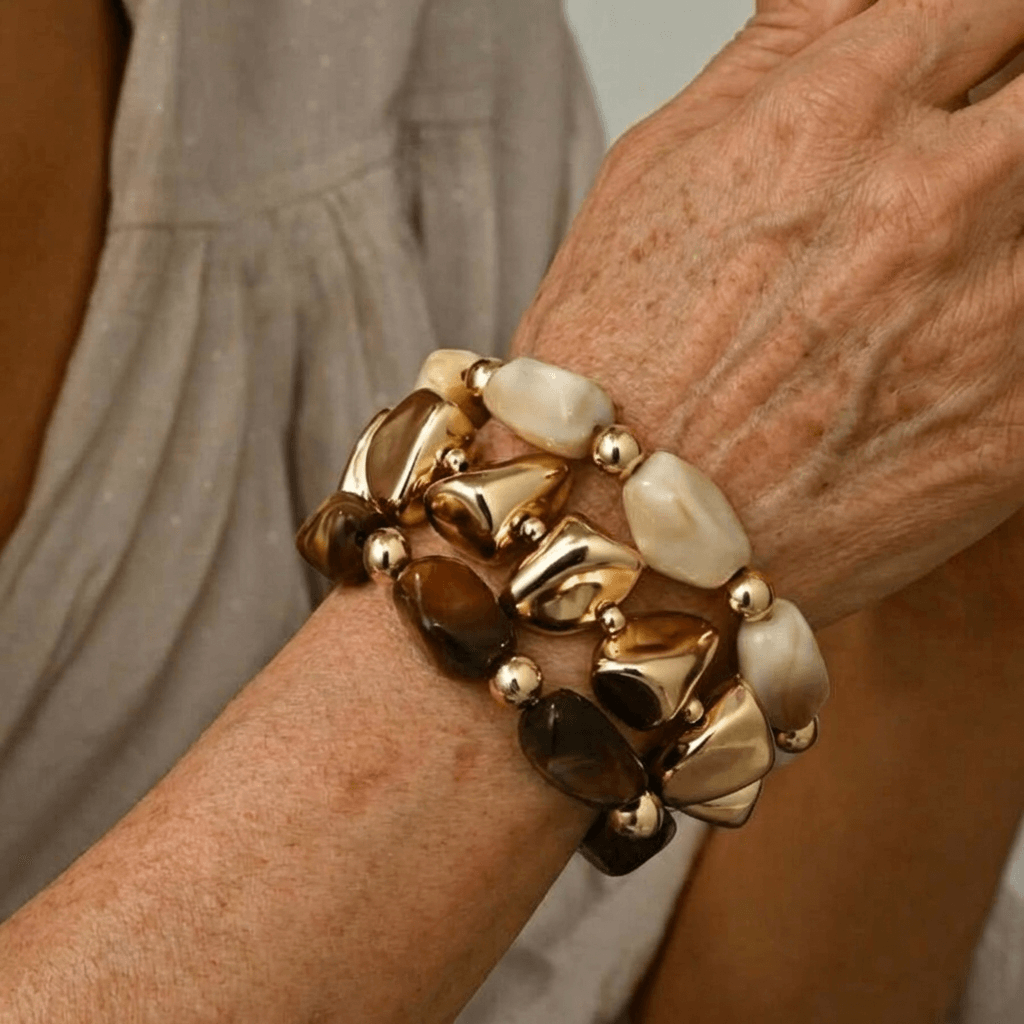 Bohemian Retro Geometric Thick Acrylic Beaded Bracelet