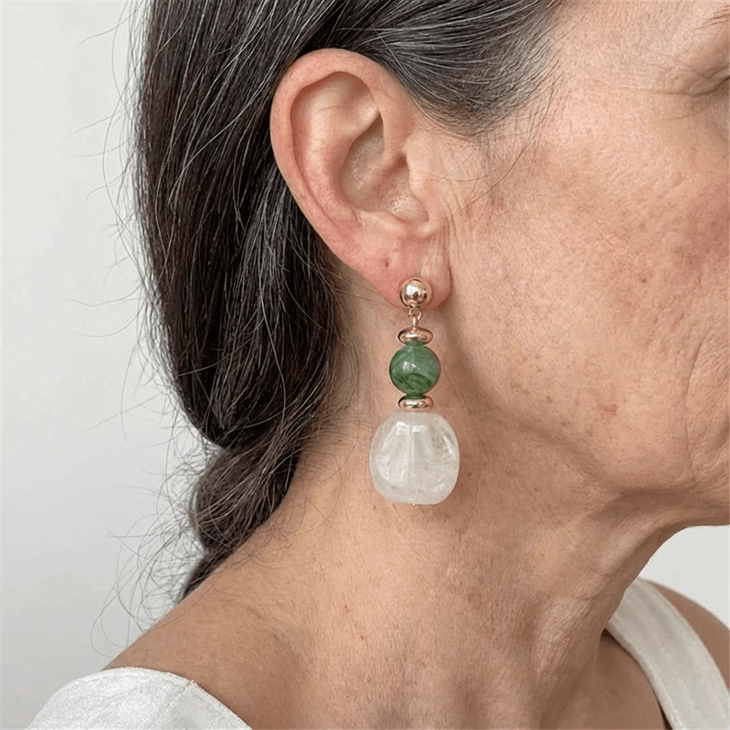 Vintage Asymmetrical Tie Dye Acrylic Long Pendant Earrings