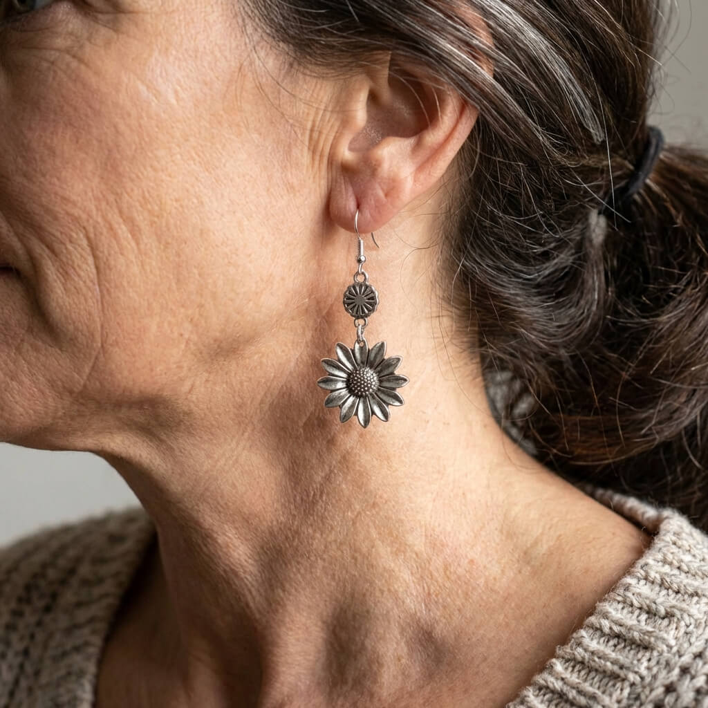 Vintage Bohemian Sunflower Pendant Earrings