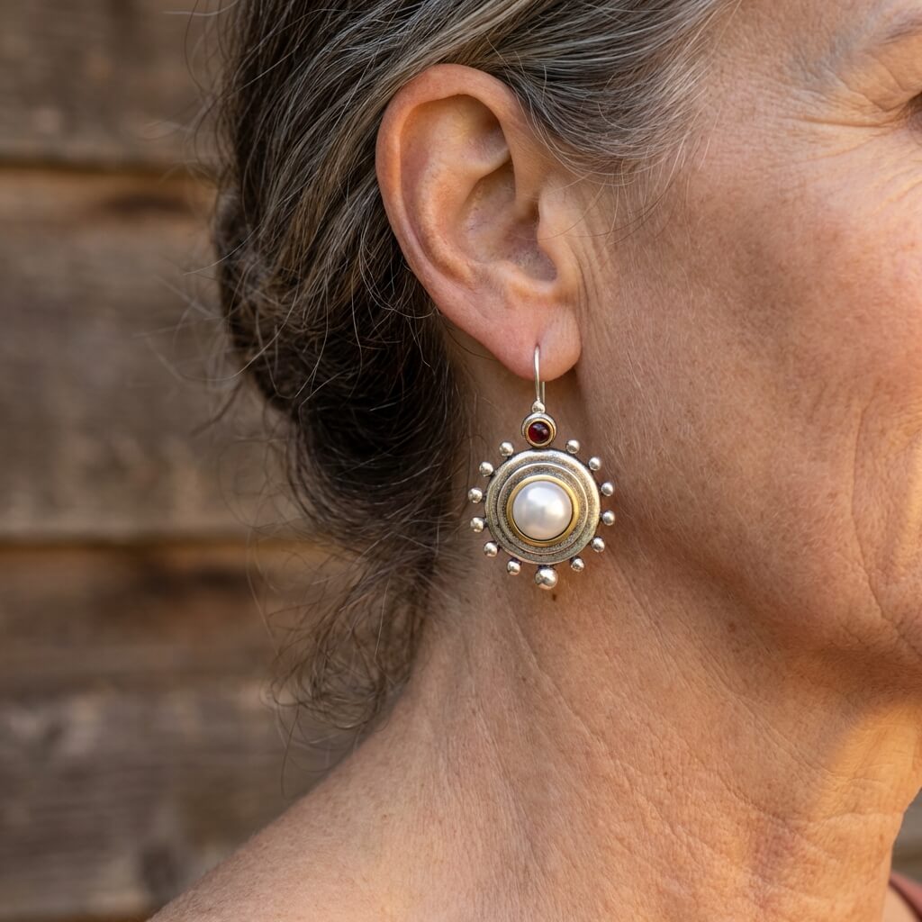 Vintage Geometric Baroque Style Silver Plated Earrings