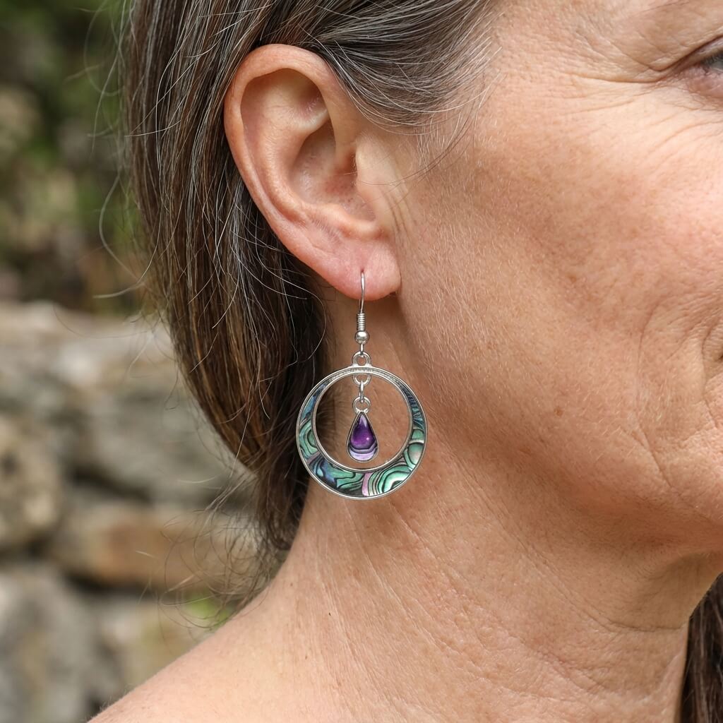 Vintage Geometric Palace Style Oil Drop Conch Alloy Hoop Earrings