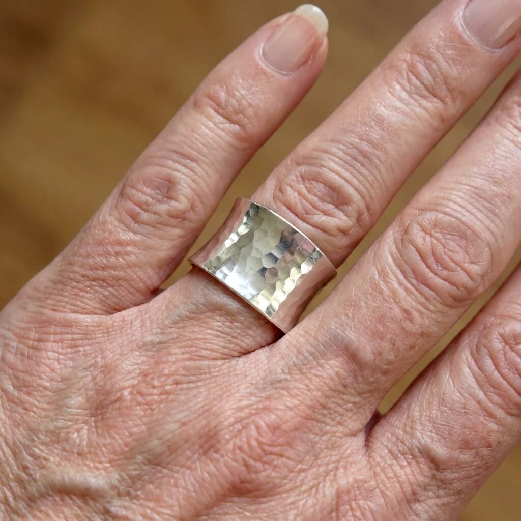 Elegant Adjustable Handmade Hammered Texture Ring