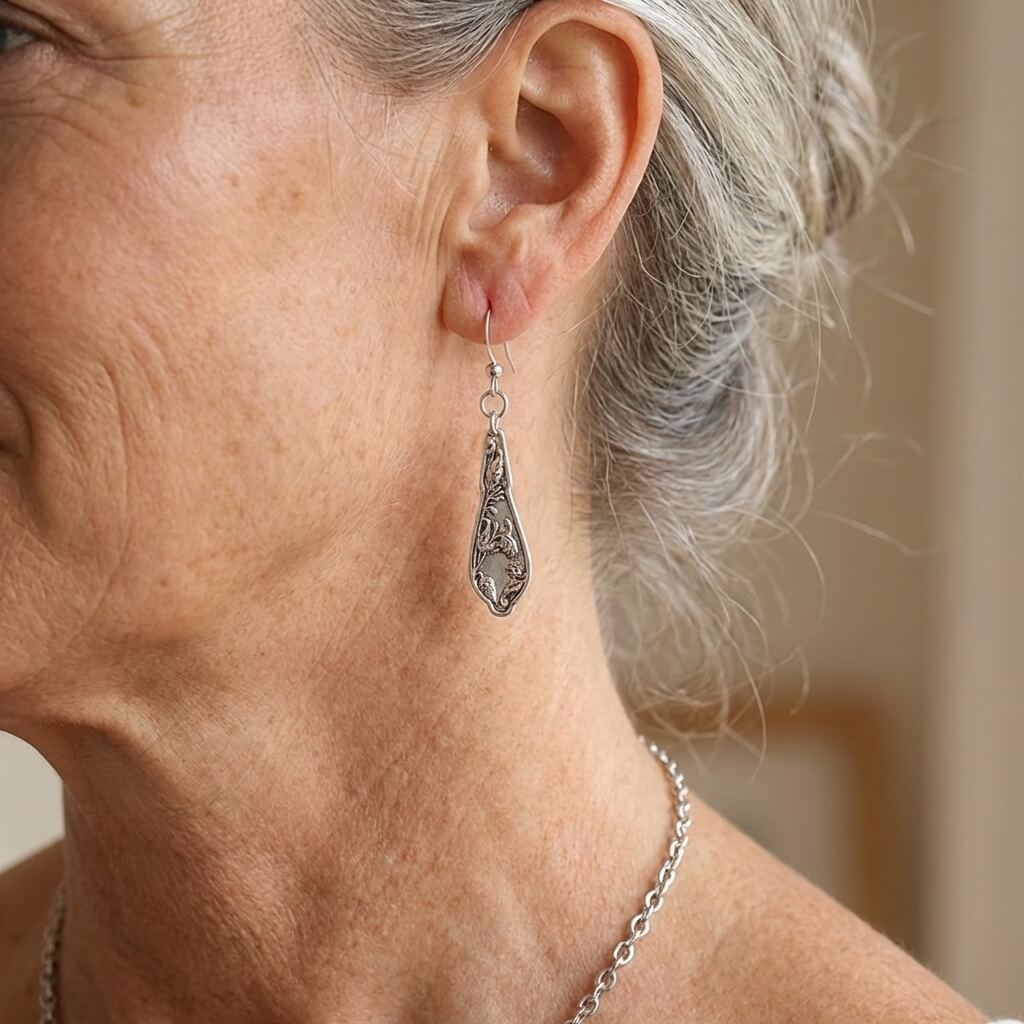 Elegant Vintage Spoon Silvery Earrings