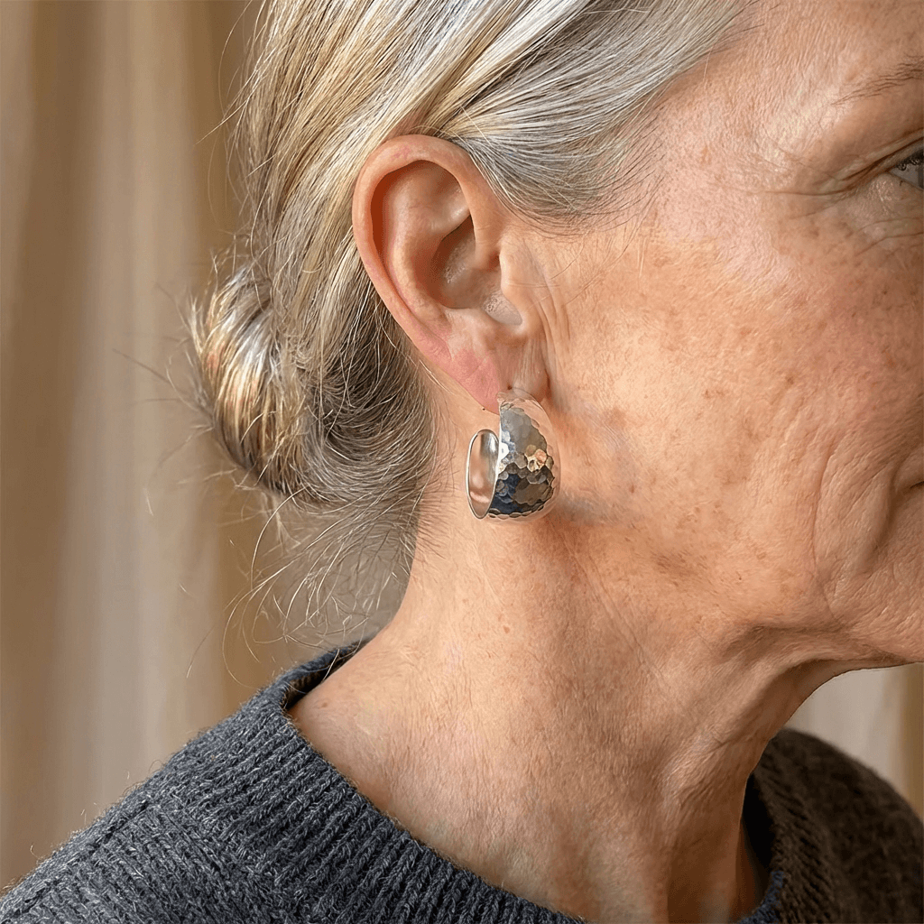 Vintage Wide C Shaped Hoop Earrings