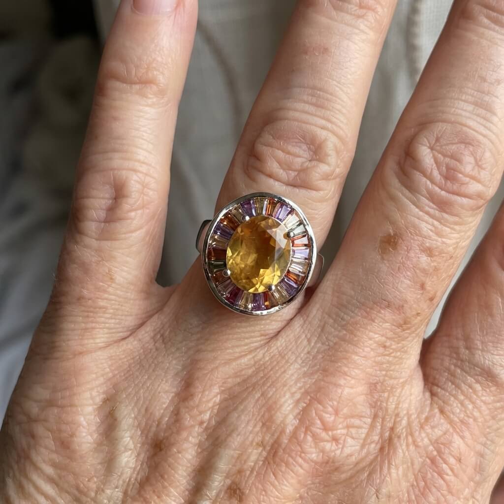 Romantic Oval Champagne Coloured Zircon Stones Ring