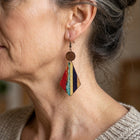 Bohemian Style Striped Wooden Inlay Drop Earrings