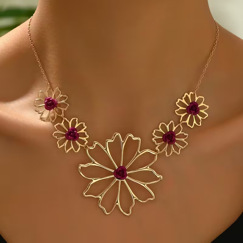 Ruby Petal Necklace