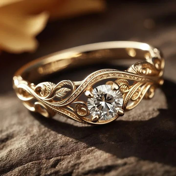 Filigree Wave Solitaire Ring