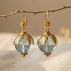 Vintage Aquamarine Blue Glass Drop Earrings