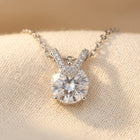 925 Sterling Silver Elegant Solitaire Moissanite Necklace With Silver Necklace