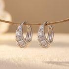 925 Sterling Silver Elegant Moissanite Floral Hoop Earrings In Plated Earring