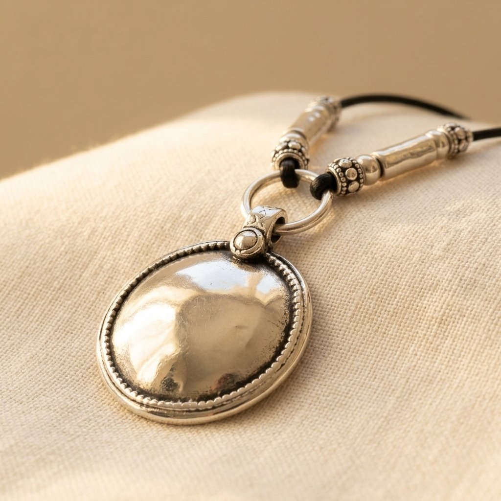 Necklace European American Disc Silvery Alloy