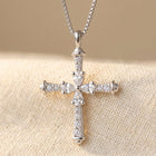 925 Sterling Silver Elegant Silver Cross Necklace With Sparkling Moiss Necklace