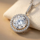 925 Sterling Silver Elegant Solitaire Moissanite Necklace In Plated wi Necklace