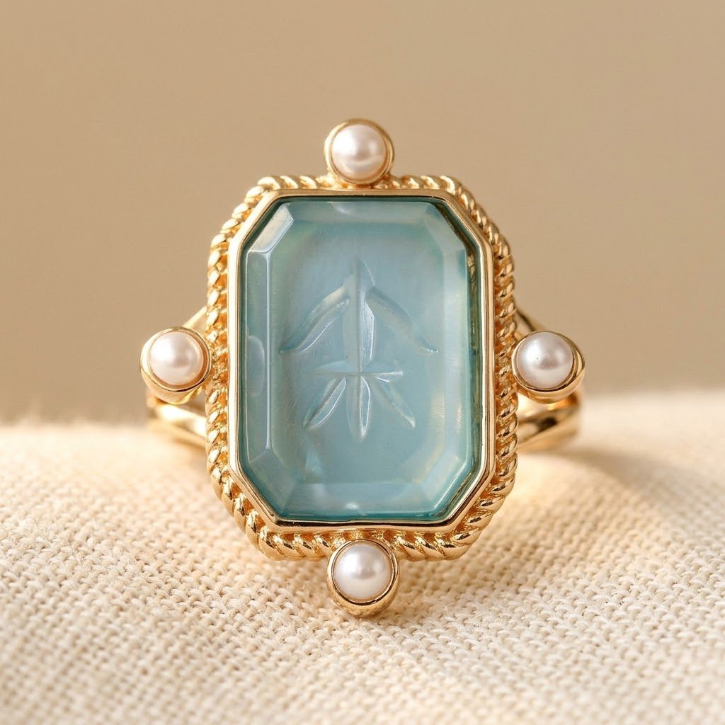 Turquoise Drop Ring Gold