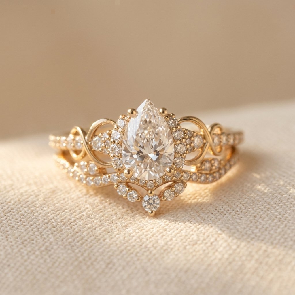 Engagement Ring Golden Plated Alloy