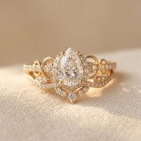 Engagement Ring Golden Plated Alloy