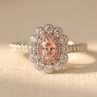 Two-Tone Sunflower Ring with Four-Prong Oval