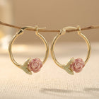 Hoop Rose Earrings