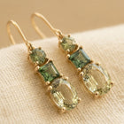 Pair olive-green irregular geometric earrings