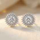 925 Sterling Silver Elegant Silver Floral Stud Earrings With Central M Earring