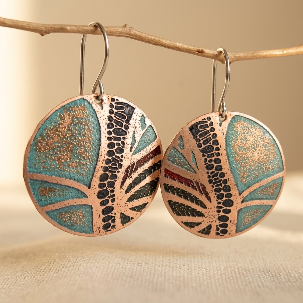 Large Disc Earrings Bohemian Tree Life